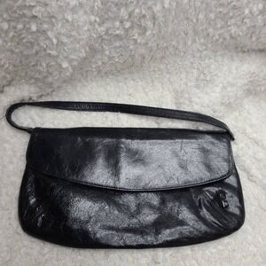 Helen Welsh Black Leather‎ Convertible Shoulder Bag Clutch Wristlet